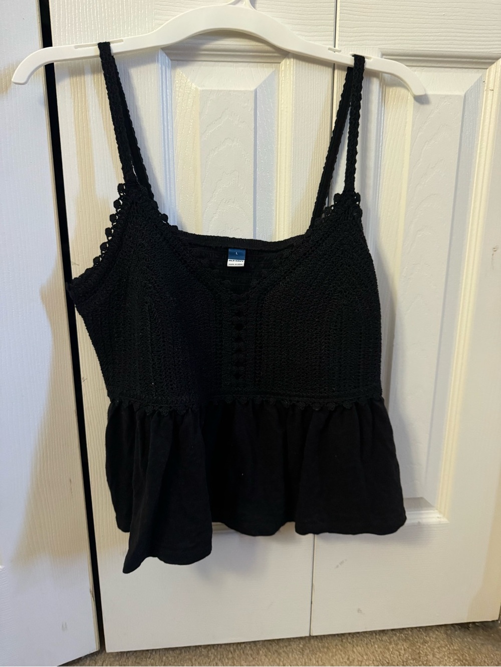 Old Navy Black Crocheted Peplum Camisole